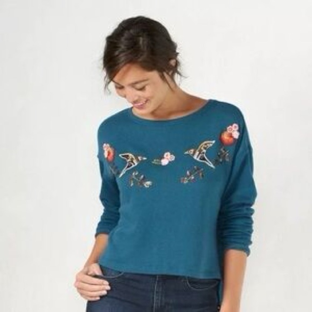 Disney by Lauren Conrad Snow White collection bird embroidered in teal XL - Picture 2 of 6